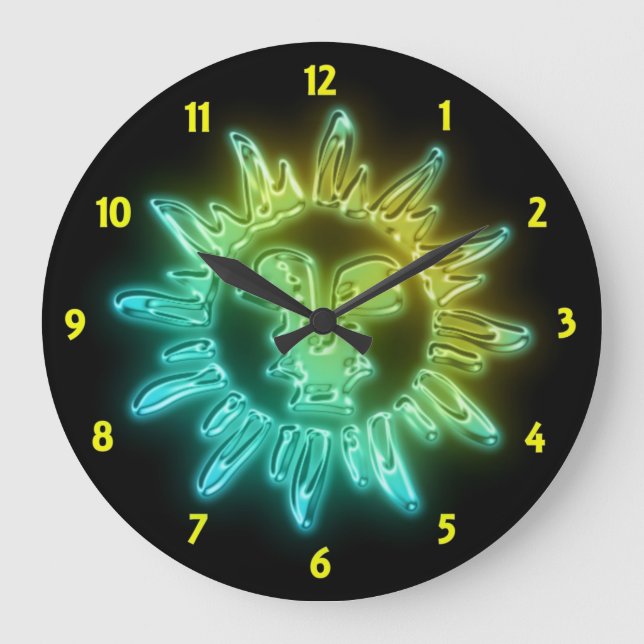 Glühende Sun-Wall-Uhr Große Wanduhr (Vorderseite)