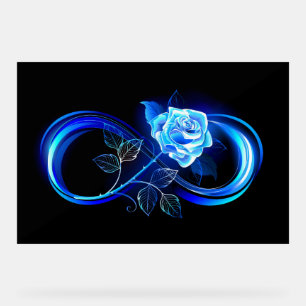 Glühende Unendlichkeit mit blauer Rose Acrylschild