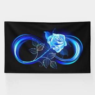 Glühende Unendlichkeit mit blauer Rose Banner