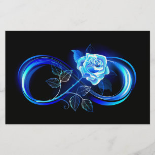 Glühende Unendlichkeit mit blauer Rose Briefpapier