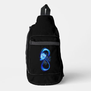 Glühende Unendlichkeit mit blauer Rose Crossbody Bag