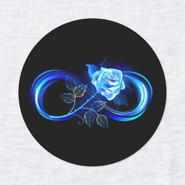 Glühende Unendlichkeit mit blauer Rose Etiketten (Design 1)