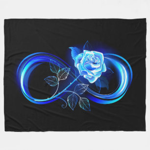 Glühende Unendlichkeit mit blauer Rose Fleecedecke