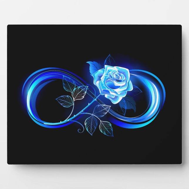 Glühende Unendlichkeit mit blauer Rose Fotoplatte (Vorderseite)