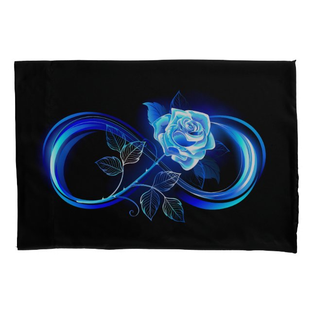 Glühende Unendlichkeit mit blauer Rose Kissenbezug (Vorderseite)