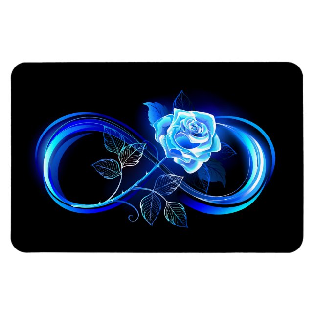 Glühende Unendlichkeit mit blauer Rose Magnet (Horizontal)