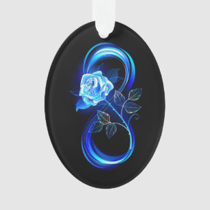 Glühende Unendlichkeit mit blauer Rose Ornament