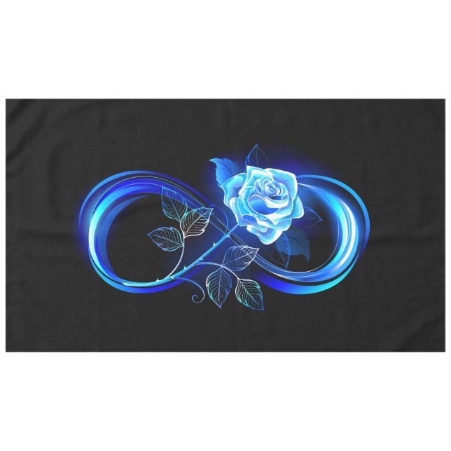 Glühende Unendlichkeit mit blauer Rose Tischdecke (Vorderseite (Horizontal))