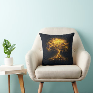 Glühender Baum des Lebens - Mystisch und verzauber Kissen
