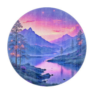 Glühender Bergsee-Entwurf Schneidebrett