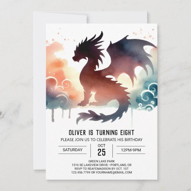 Glühender Dragon Geburtstag individuell anpassbar Einladung (Vorderseite)