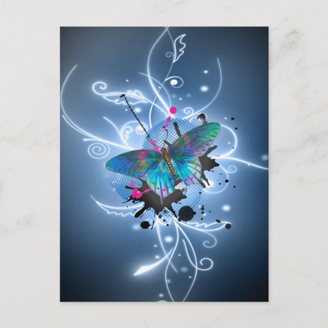 Glühender Effektschmetterling der schönen Postkarte (Vorderseite)