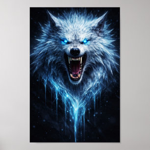 Glühender Eiswolf knurrendes Biest Poster