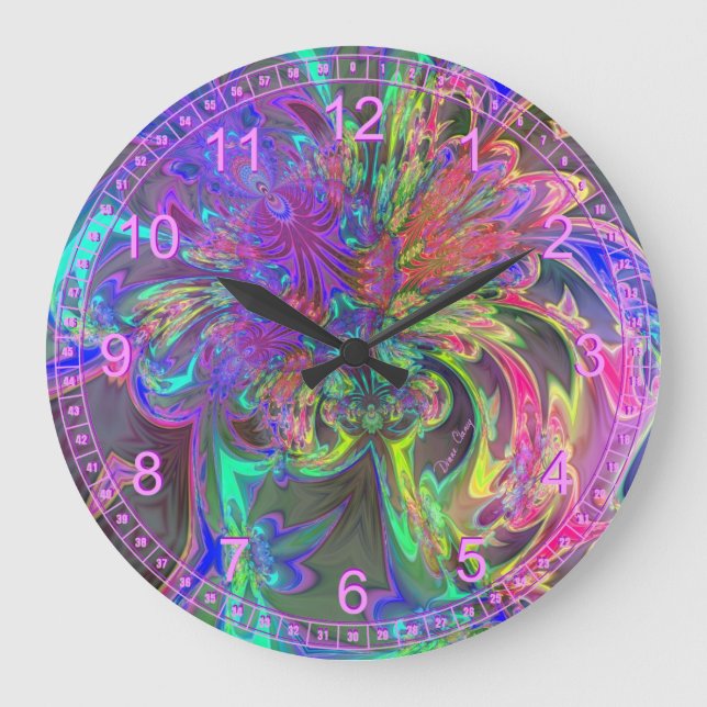 Glühender Farbbrand - Abstrakte Aquamarine Violett Große Wanduhr (Vorderseite)