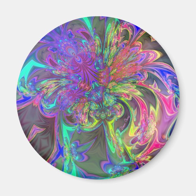 Glühender Farbbrand - Aquamarin & violett Deva Magnet (Vorne)