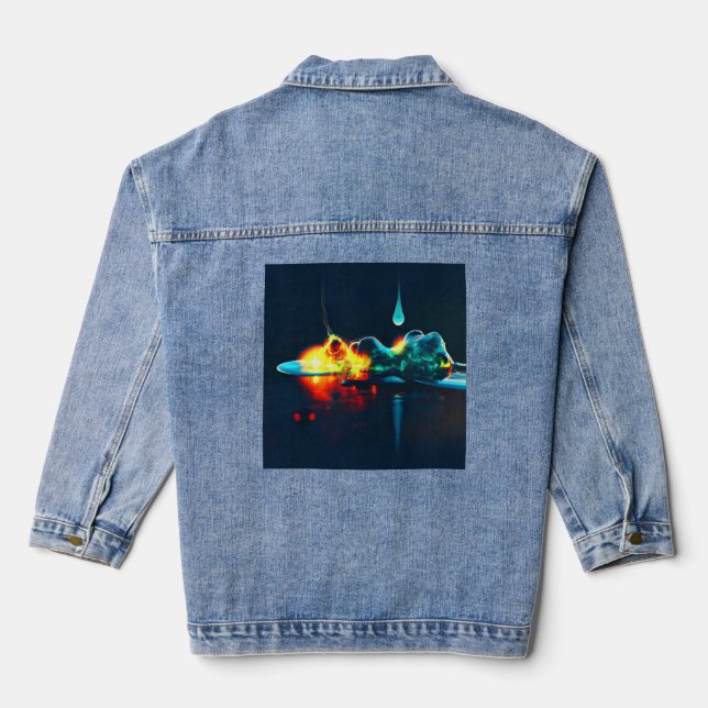 Glühender flüssiger Tropfen Jeansjacke (Rückseite)