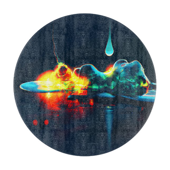 Glühender flüssiger Tropfen Schneidebrett (Vorderseite)