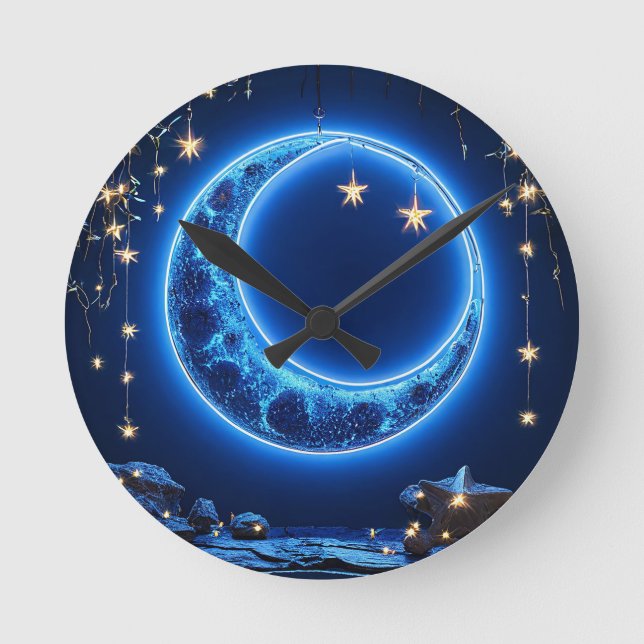 Glühender Halbmond Runde Wanduhr (Vorderseite)