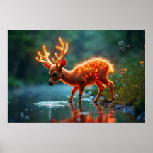 Glühender Hirschmagie-Waldtrunk