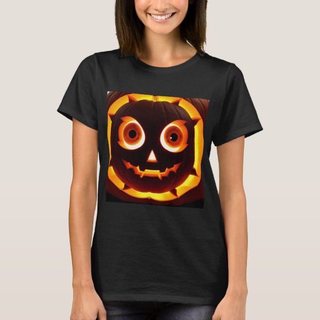 Glühender Jack-O'-Lantern Pumpkin T-Shirt (Vorderseite)