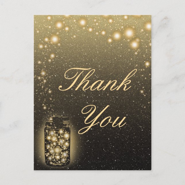 Glühender Jar aus Firefrefly Night Stars Danke Postkarte (Vorderseite)