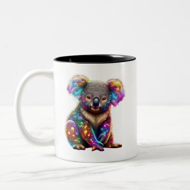 "Glühender Koala - Kunst der Wildnis Zweifarbige Tasse (Links)