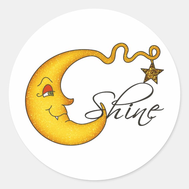 Glühender MoonShine mit Star Runder Aufkleber (Vorderseite)