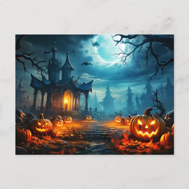 Glühender Nefarious Halloween Pumpkin Postkarte (Vorderseite)