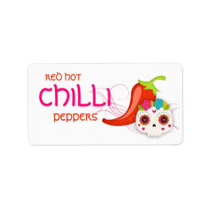 Glühender Paprika-Soße-Pfeffer-Schädel-Aufklebe Adressaufkleber