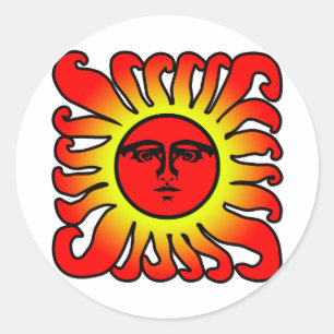 Glühender roter Sun-Aufkleber Runder Aufkleber