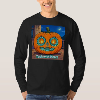 Glühender Schaltkreis-Kürbis - Herren Langarm T-Sh T-Shirt
