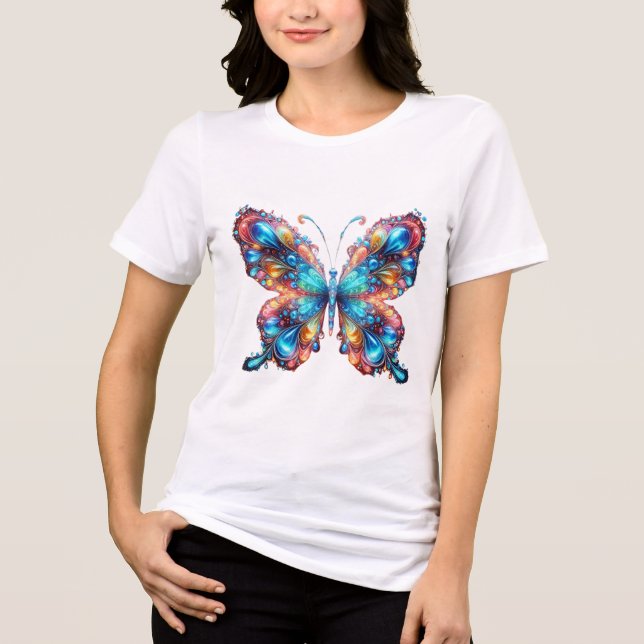 Glühender Schmetterling Tri-Blend Shirt (Vorderseite)