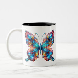 Glühender Schmetterling Zweifarbige Tasse