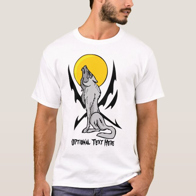 Glühender Tattoo Style Howling Wolf T - Shirt (Vorderseite)
