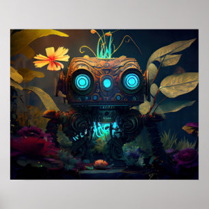 Glühender Tropenwaldrobot Poster