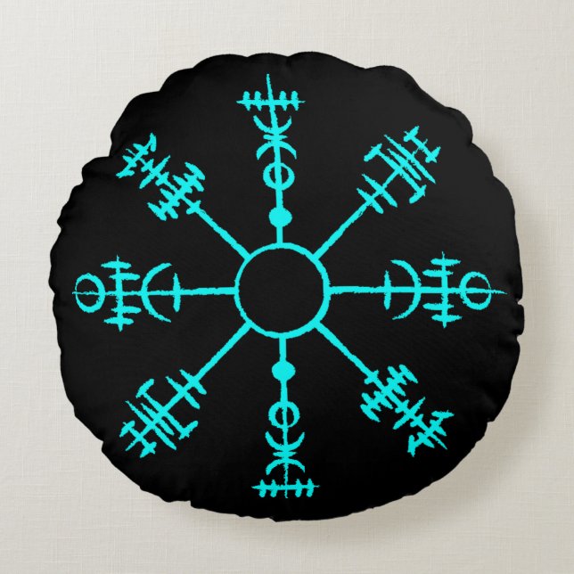 Glühender Viking Compass Rundes Kissen (Vorderseite)