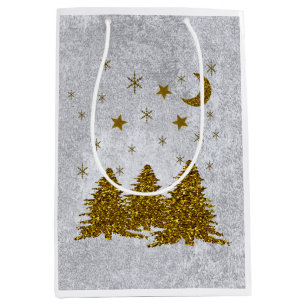 Glühender Weihnachtsbaum, Sterne und Mond Mittlere Geschenktüte