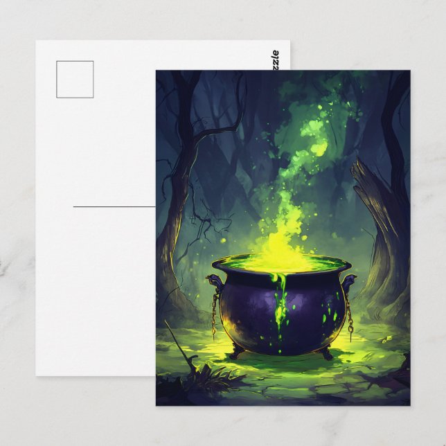 Glühender Zaubertrank Cauldron Halloween Postkarte (Vorne/Hinten)