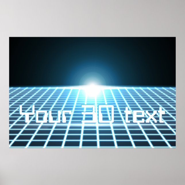 Glühendes 3D-Raster mit anpassbarem Text Poster (Vorne)