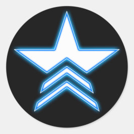 Glühendes blaues Sternenkommandanten-Logo-Aufklebe Runder Aufkleber