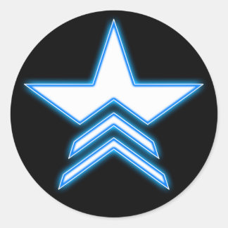 Glühendes blaues Sternenkommandanten-Logo-Aufklebe Runder Aufkleber
