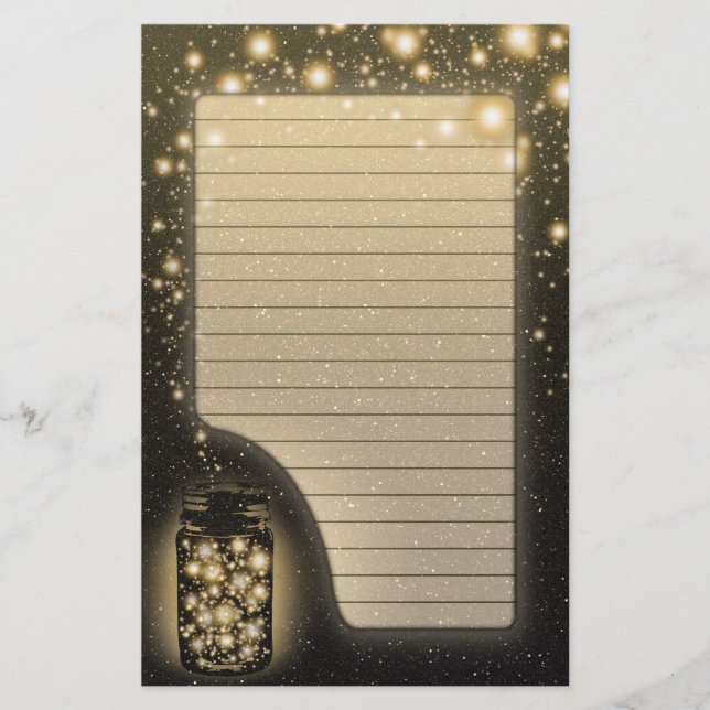 Glühendes Glas Leuchtkäfer mit den Nachtsternen Briefpapier (Vorderseite)