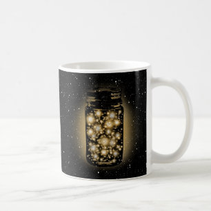 Glühendes Glas Leuchtkäfer mit Nachtsternen Kaffeetasse