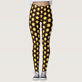 Glühendes Goldenes Sternmuster Leggings