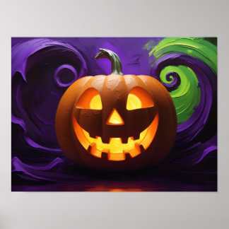 Glühendes Jack-o'-Lantern Halloween-Poster Poster
