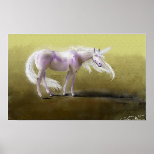 Glühendes Lila Einhorn Poster (Vorne)