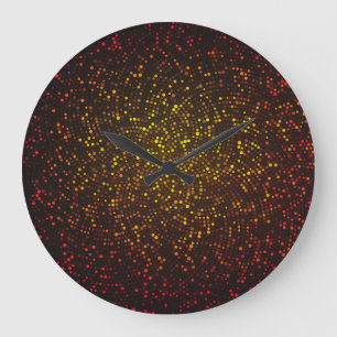 Glühendes Mosaik, dunkelgelb-rot. Große Wanduhr