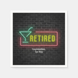 Glühendes Neon Marquee-Zeichen für das Ruhestand Serviette