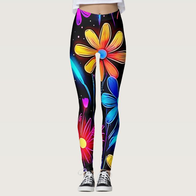 Glühendes Neuronenmuster Leggings (Vorderseite)