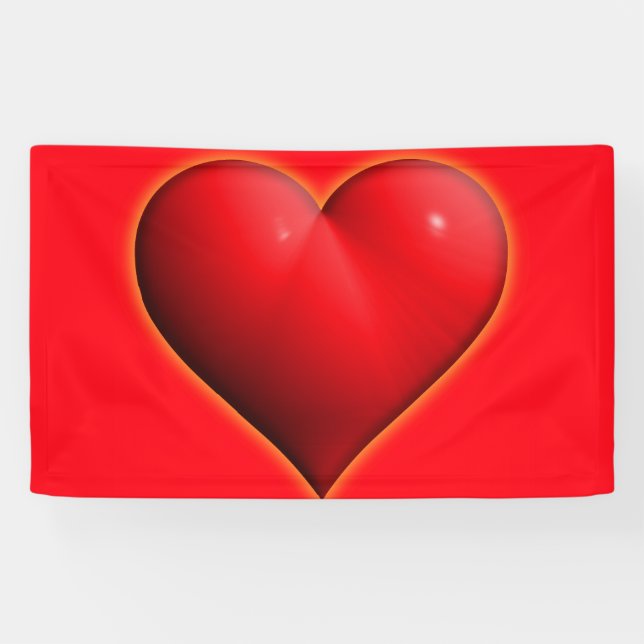 Glühendes rotes 3-D-Herz Banner (Horizontal)
